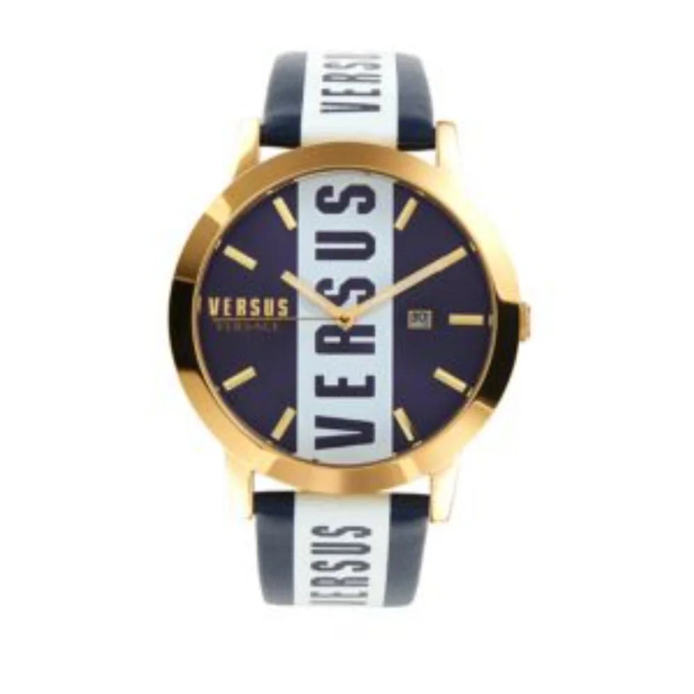 Versace Versus Leather 44mm Stainless Steel Water Resistant Watch New in Box ❤️